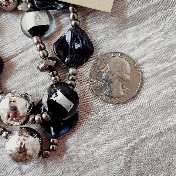 Erica Lyons Art Glass Silver Foil Crystal Beaded Bracelet and Earrings Set NOC - Picture 11 of 13